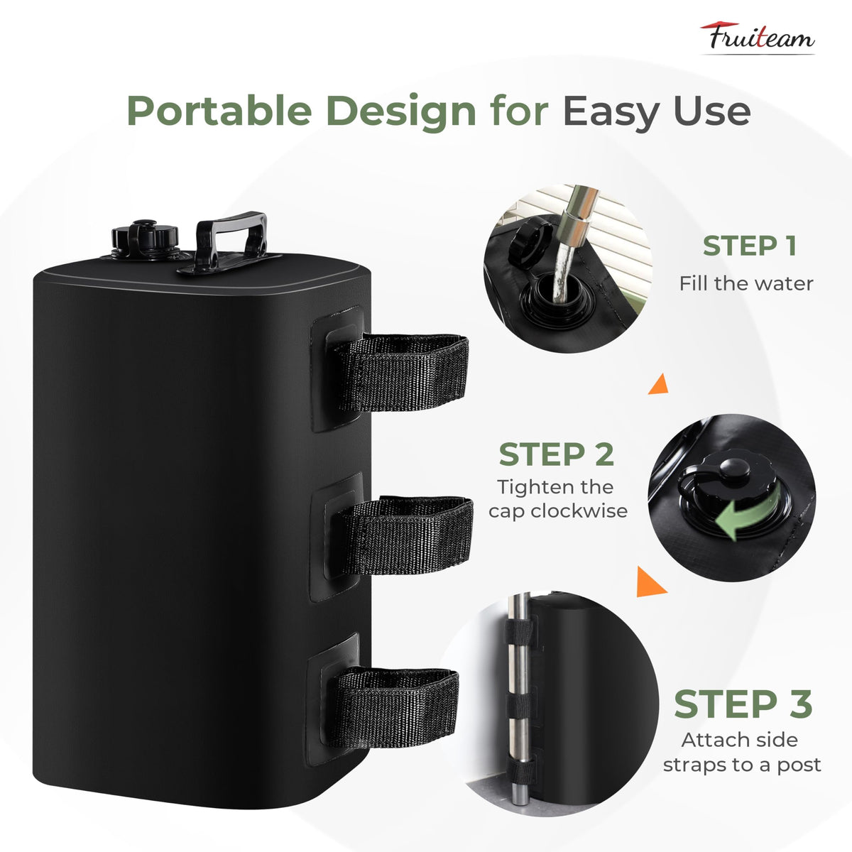 FRUITEAM leak-proof weights prevent spills during outdoor gatherings.