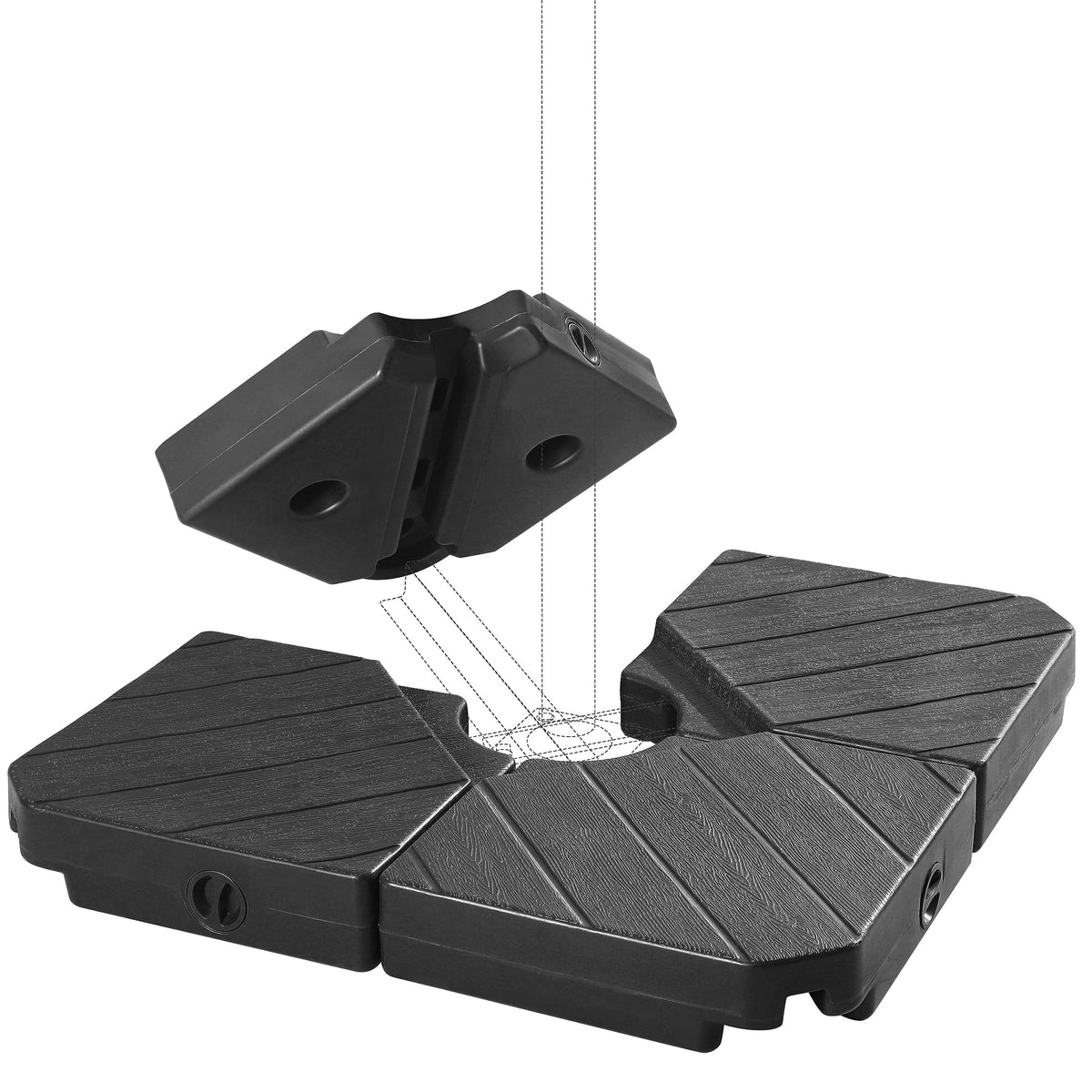 FRUITEAM patio offset umbrella base showing 180-pound capacity for wind stability