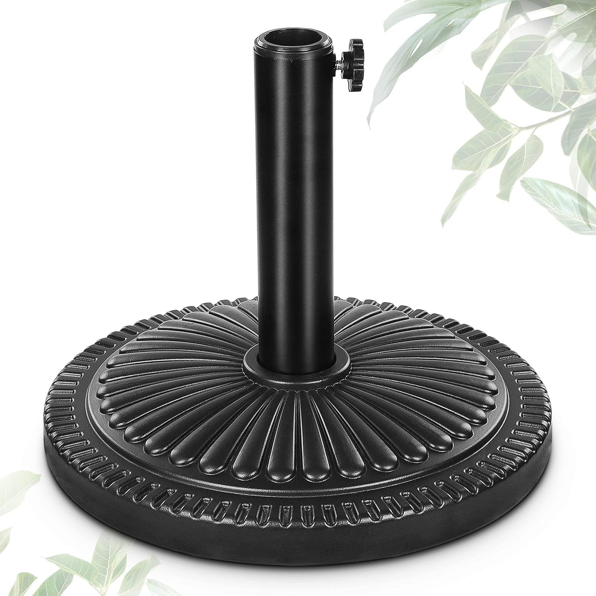 FRUITEAM sunflower-pattern umbrella base top view for stable outdoor shading.