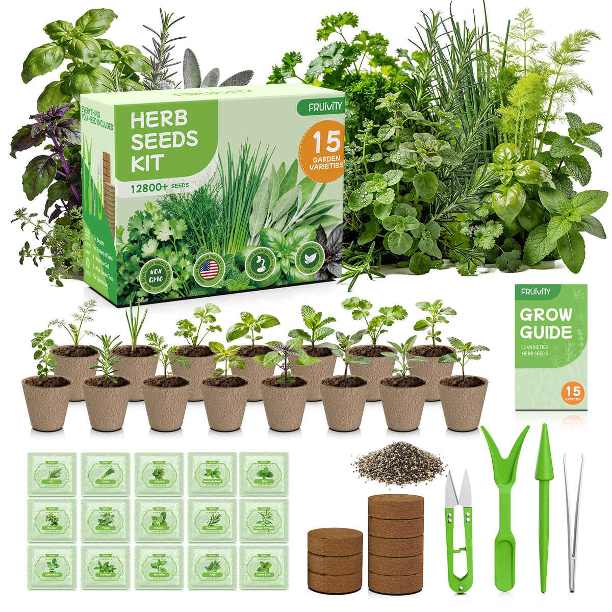 Fruivity Herb Starter Kit packaging shown as a gift-ready box for beginners.
