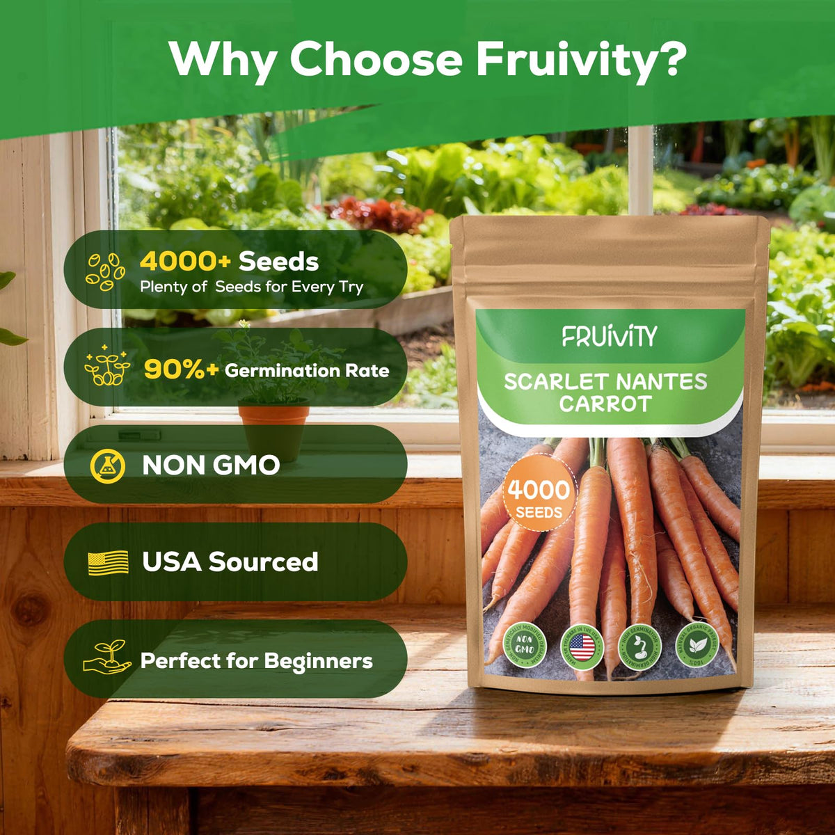 Eco-friendly Fruivity seed packet designed for future plantings and sustainability.