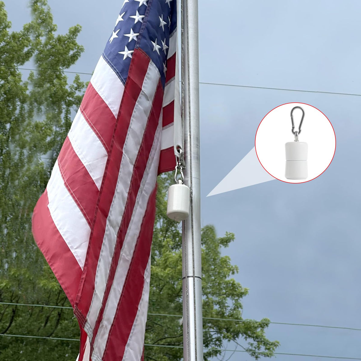 Frunke bottom grommet connection keeps the flag aligned