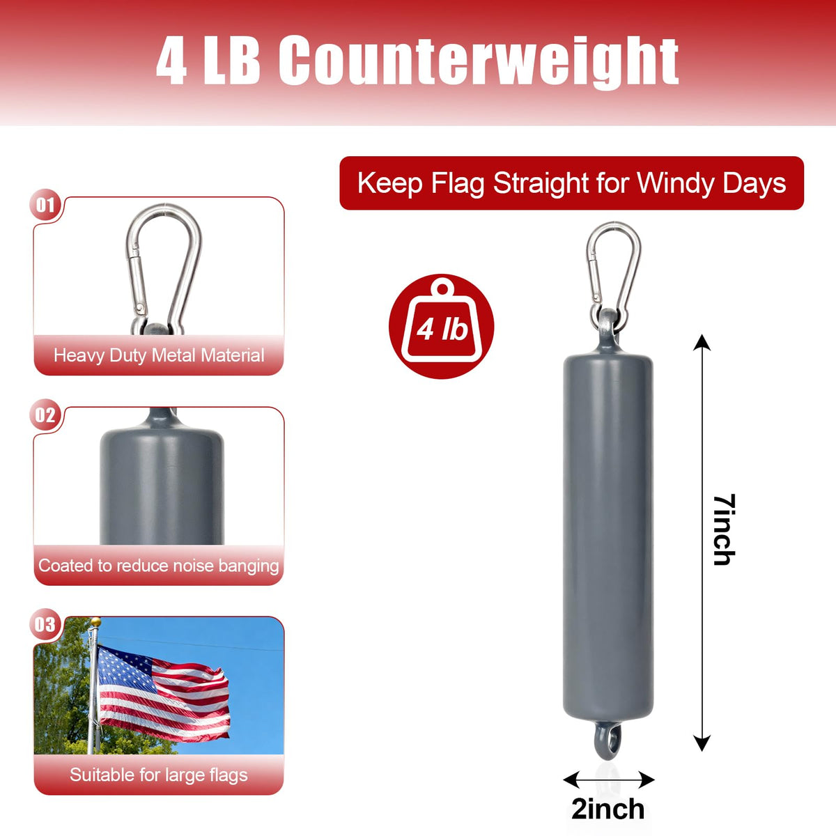 Frunke flagpole accessory supporting internal halyard systems and tension