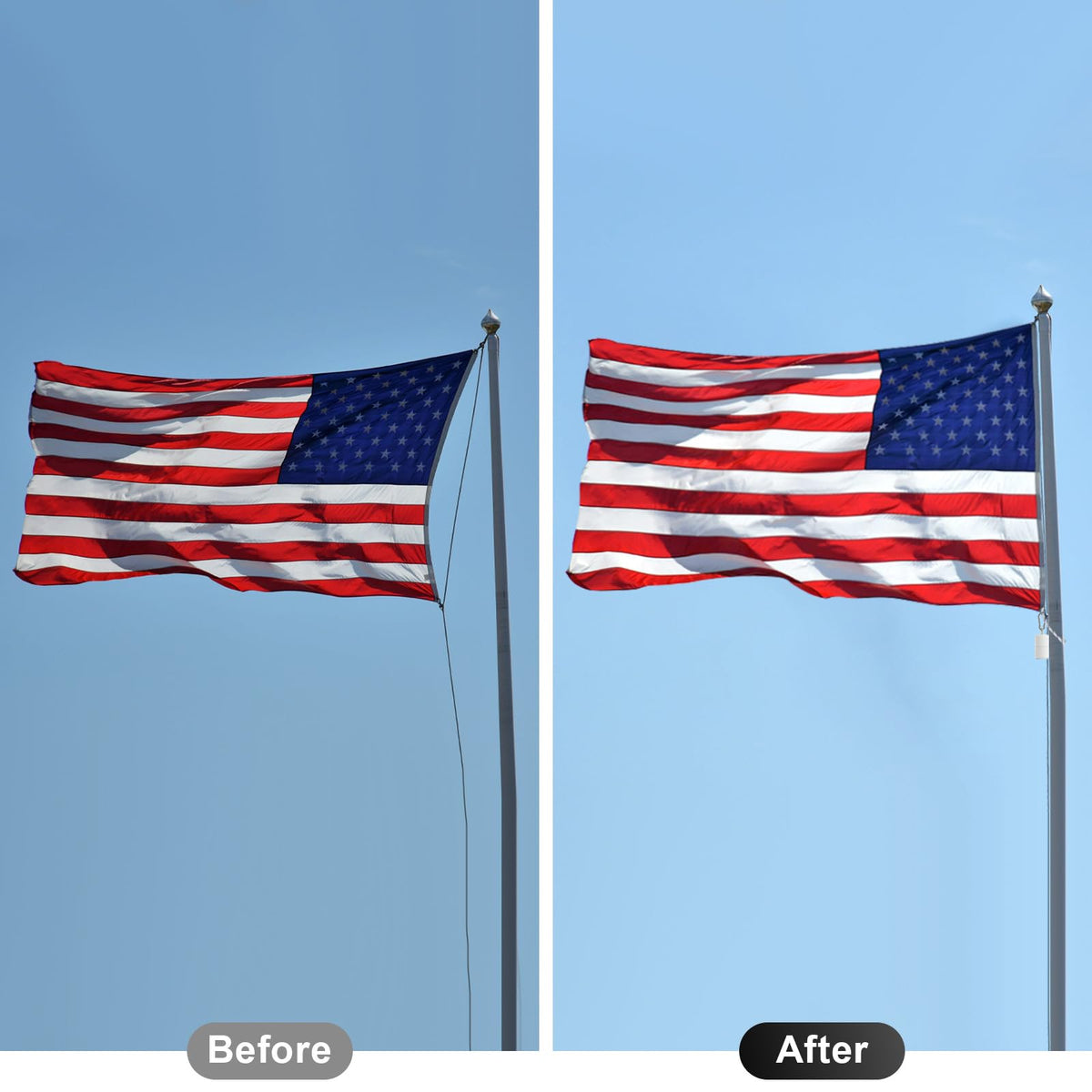 Frunke outdoor flag display remains tidy in wind