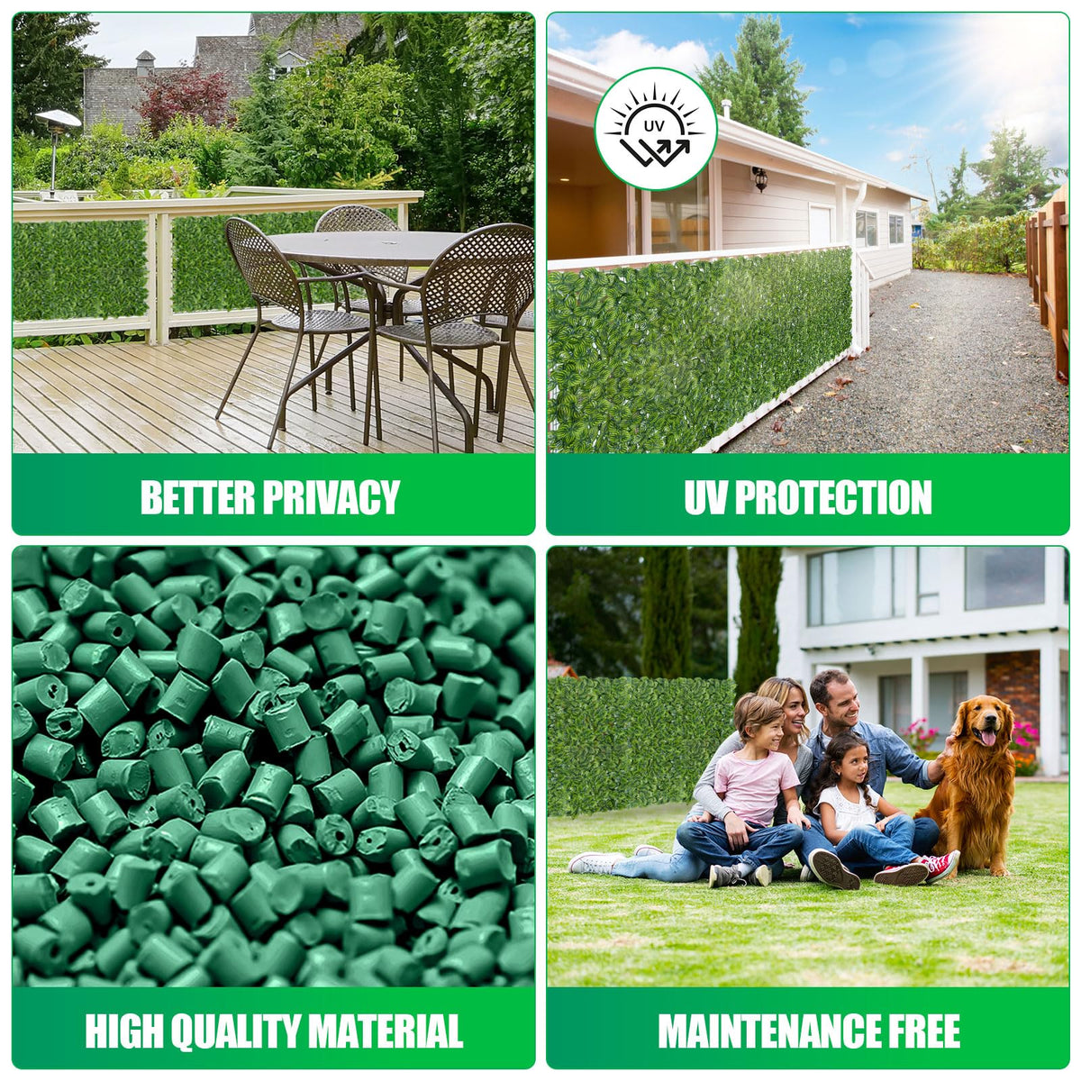 FRURIPPY ivy fence demonstrates sun-shade performance and UV resistance.