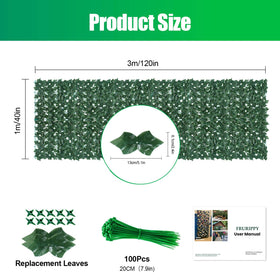 FRURIPPY faux ivy hedge close-up shows rich leaves and fade-resistant material.
