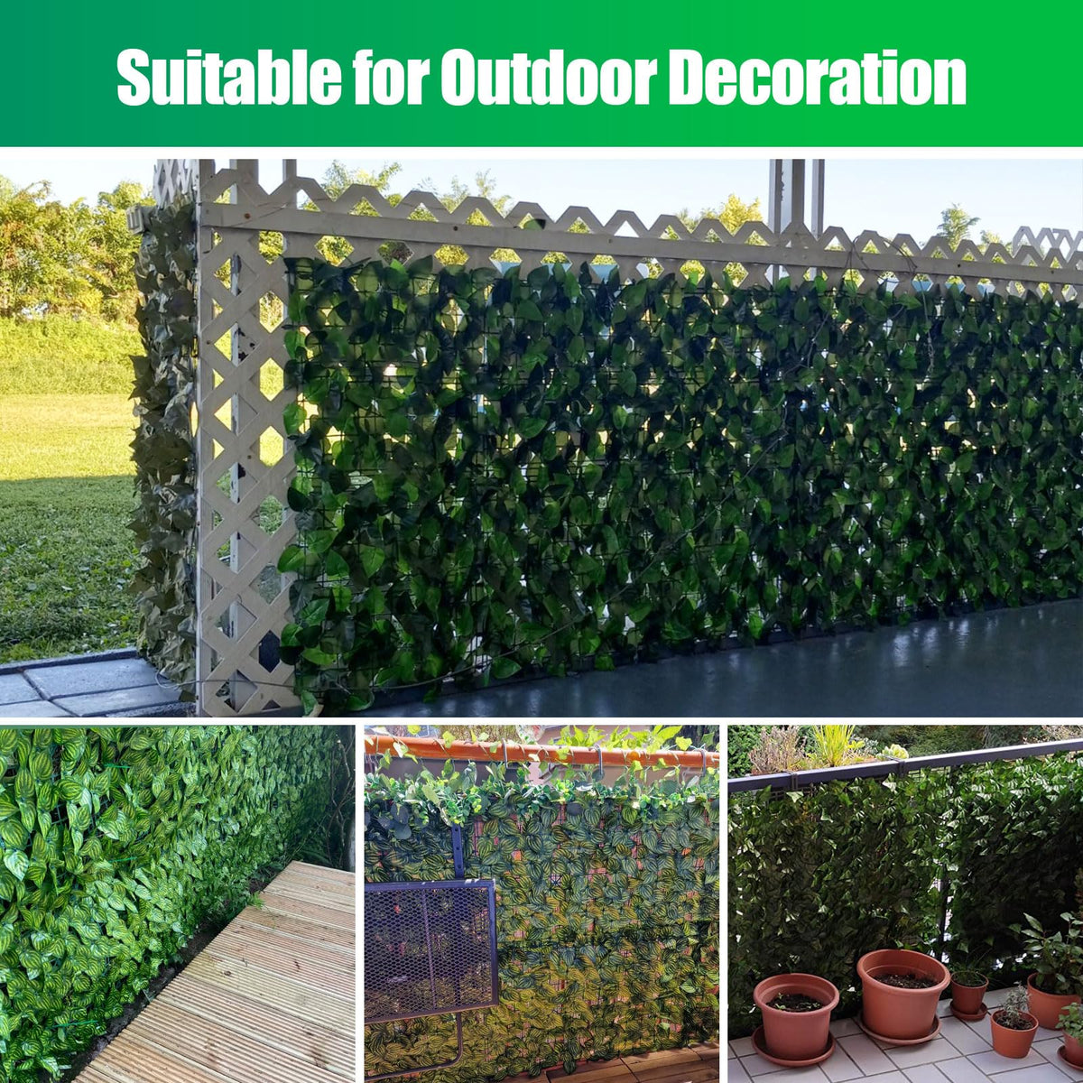 FRURIPPY multi-use ivy hedge enhances terraces, porches, and balconies.