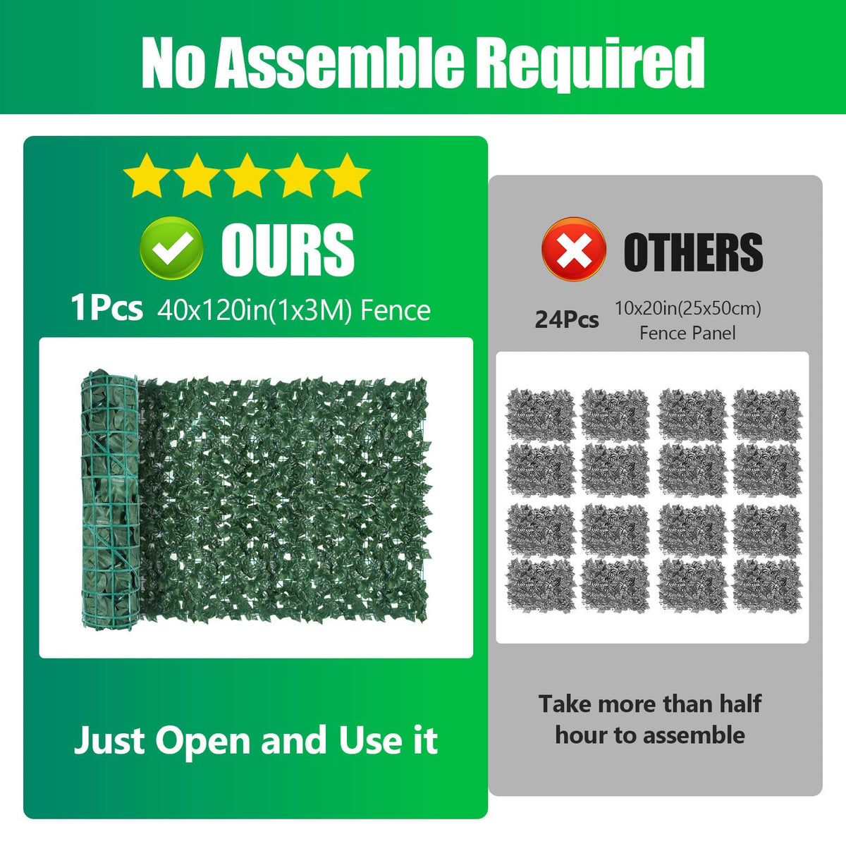 FRURIPPY outdoor hedge enhances privacy and décor with low maintenance.