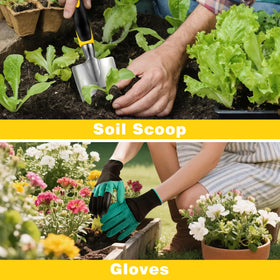 FrutPunch yellow-handled garden tools add visibility and joy to gardening.