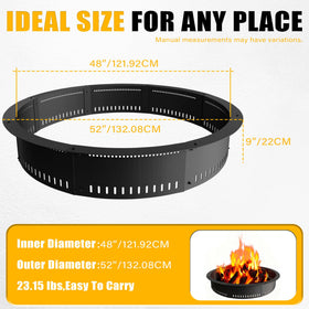 Fruyyzl 48-inch fire pit ring during assembly with screws for quick setup