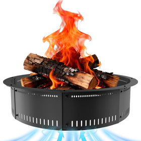 Fruyyzl smokeless fire pit ring outer view showing cleaner backyard warmth