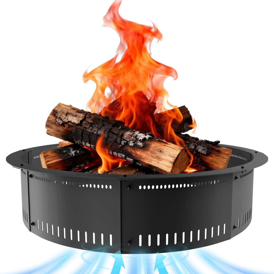 Fruyyzl smokeless fire pit ring 36-inch for cleaner outdoor evenings.