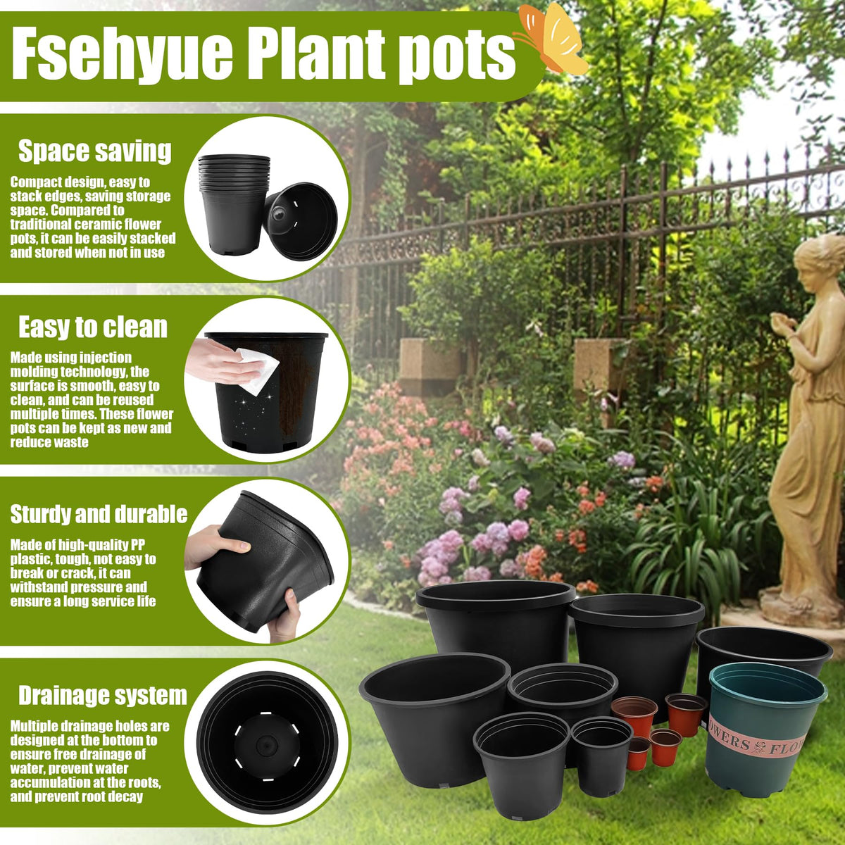 Fsehyue 2-gallon nursery pot drainage holes close-up for aeration