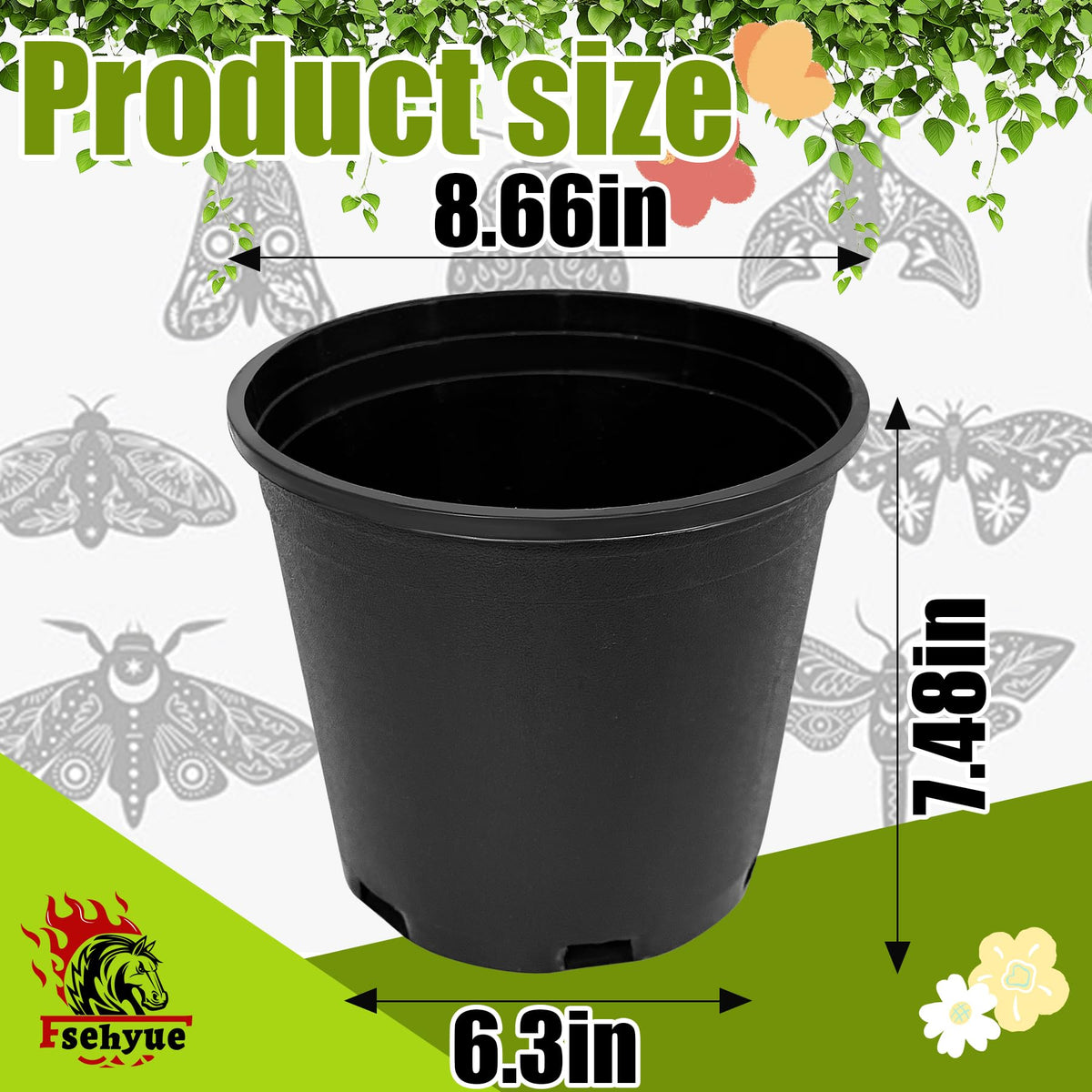 Fsehyue 2-gallon nursery pot side view illustrating ample root room