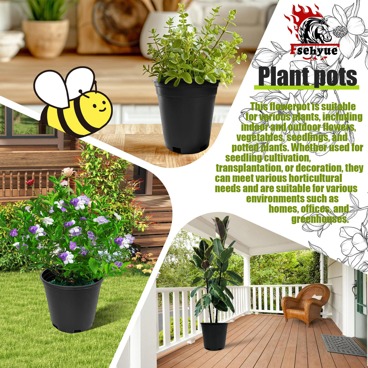 Fsehyue 2-gallon nursery pot ready for transplanting use