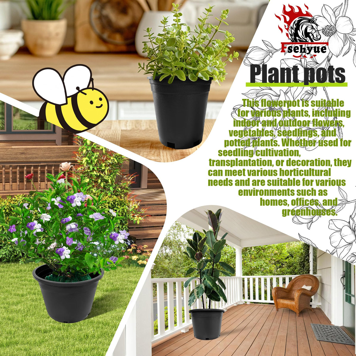 Fsehyue 5-gallon nursery pot easy to clean and reuse across seasons.