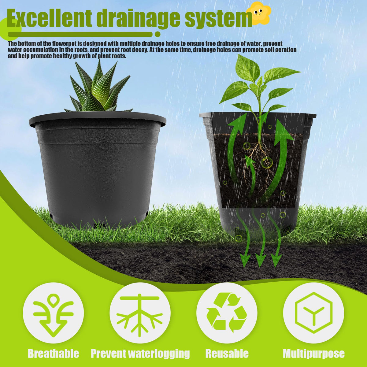Fsehyue 5-gallon nursery pot stackable design saves space for storage.