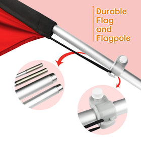Aluminum and fiberglass FSFLAG poles provide sturdy support in wind.