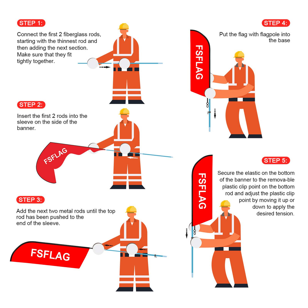Carrying bag included for easy transport and storage of FSFLAG kit.