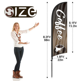 FSFLAG coffee flag pole and ground stake ensures stable outdoor display.