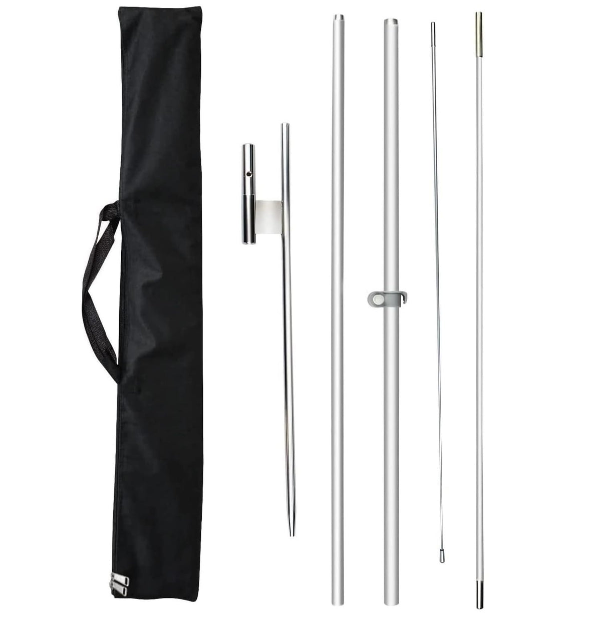 FSFLAG feather flag pole kit being assembled for quick outdoor setup.
