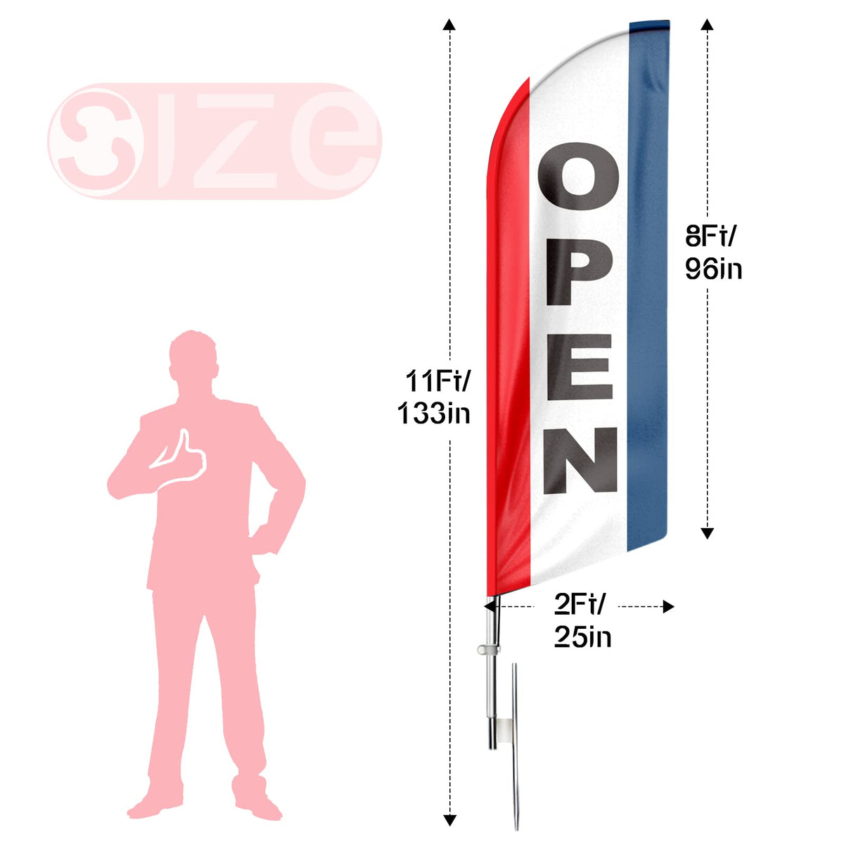 FSFLAG pole kit and ground stake enable quick, stable setup.
