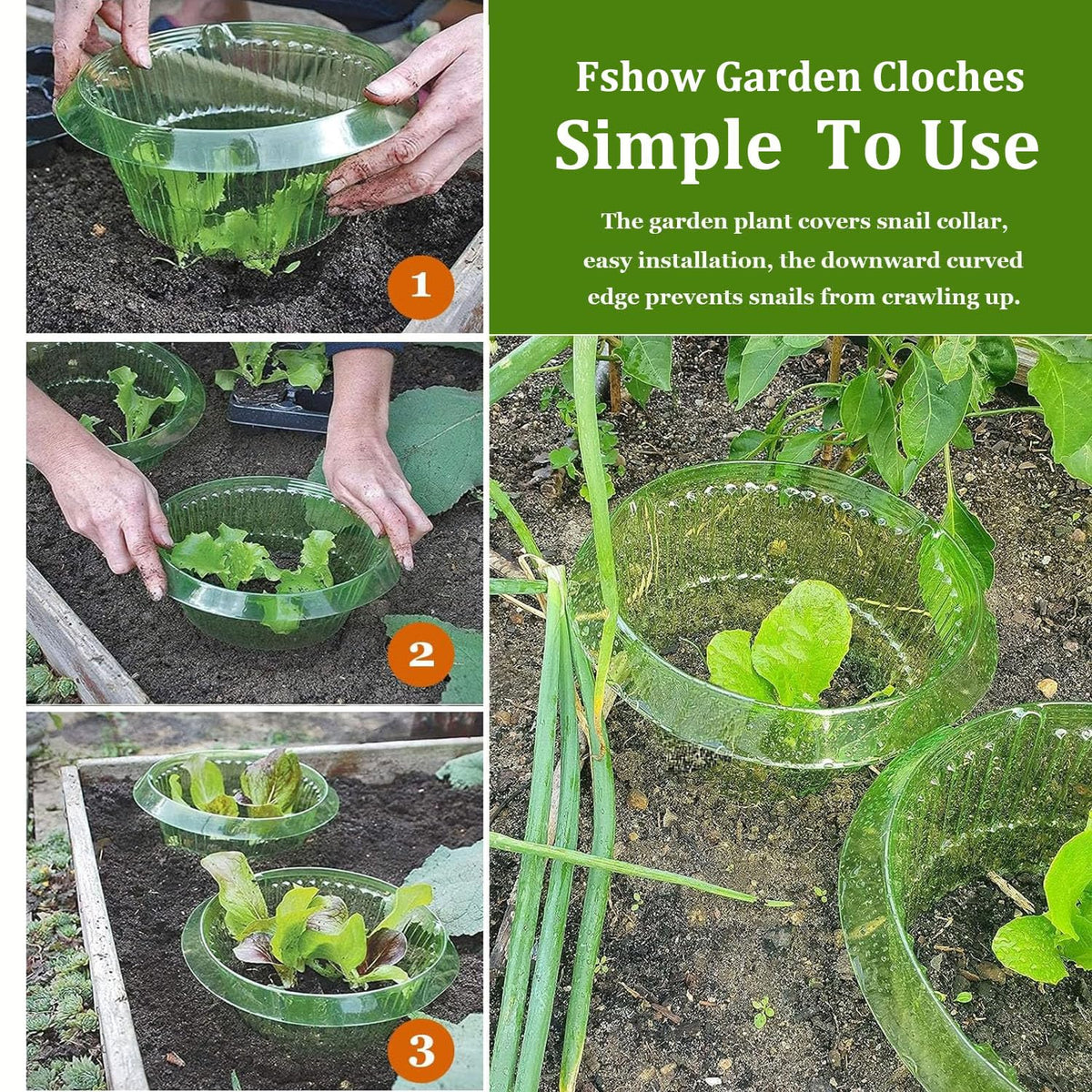 Fshow easy-install snail collar with curved edge blocks snails.
