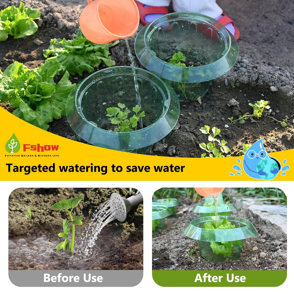 Fshow slug collars protecting herbs from snails and insects
