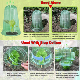 Fshow Upgraded Garden Cloches transparent green material maximizes light for seedlings.