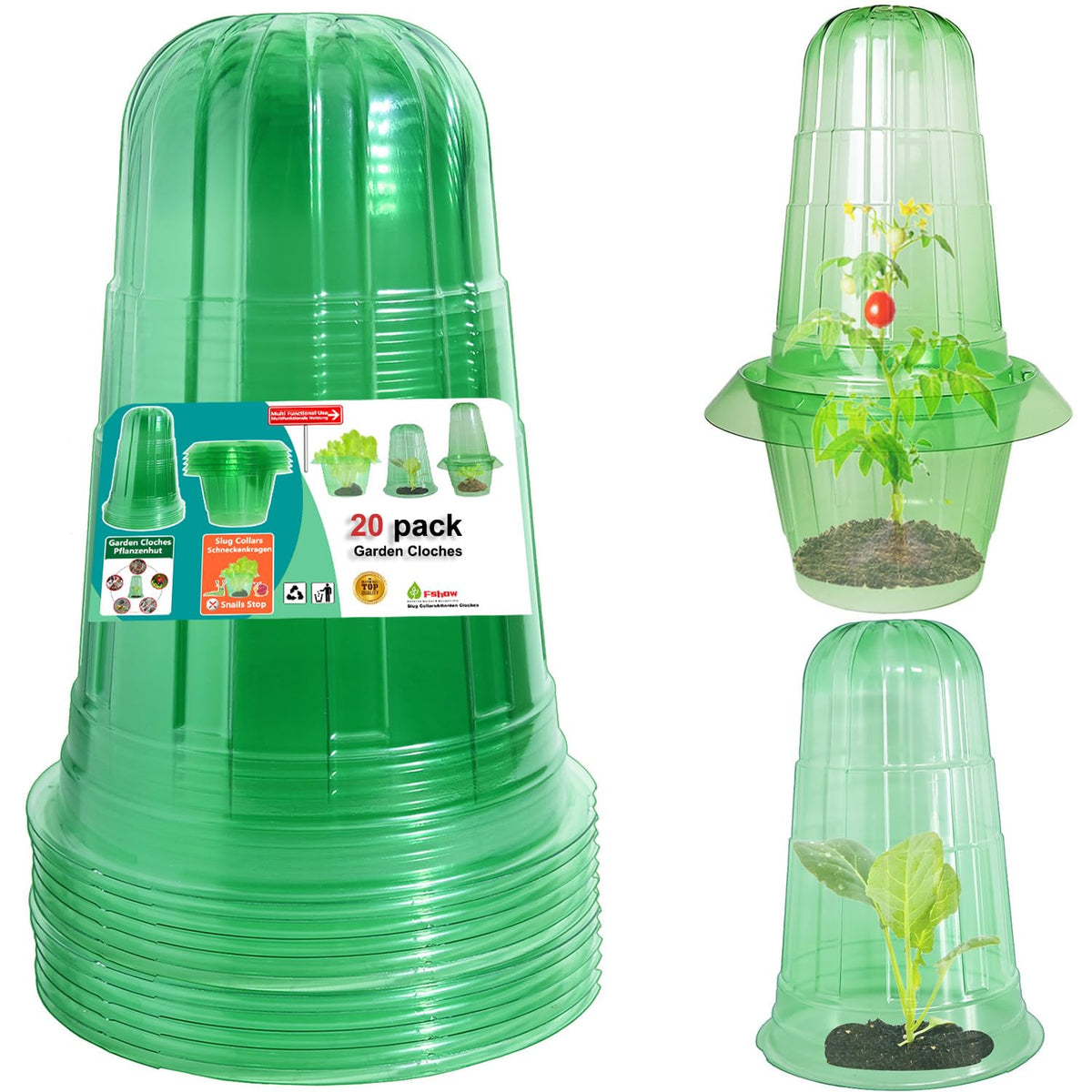Fshow Upgraded Garden Cloches protect seedling trays from frost and pests.
