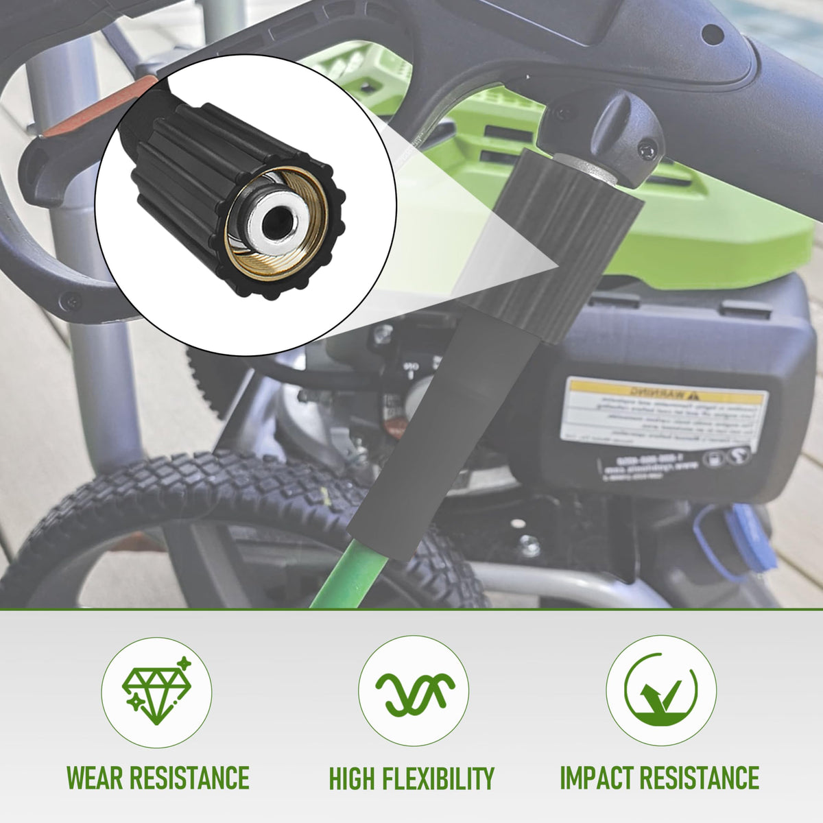 FSQLB Greenworks Ryobi compatible hose enables quick setup on compatible machines