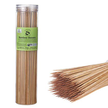 FSYSUN bamboo skewers 6-inch kabob set for quick grilling and mess-free serving.