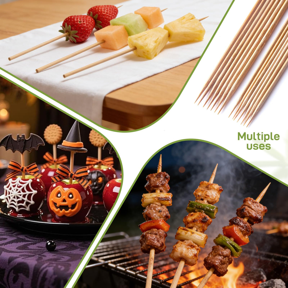 FSYSUN Bamboo Skewers carbonized bamboo for extra hardness