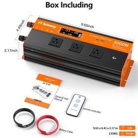 FT Feiteeng 3000W inverter mounted in a vehicle dashboard for on-road power