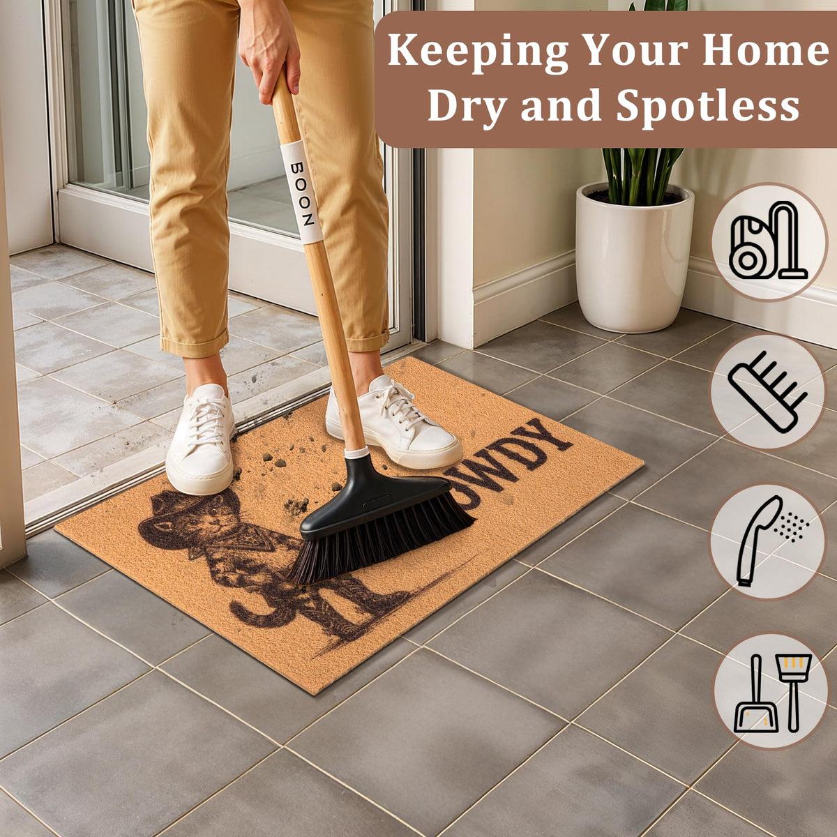 Fttoyoly 17 x 29.5 inch doormat fits single doors with rustic western flair.