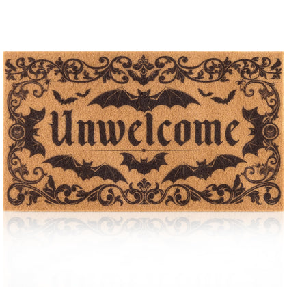 Fttoyoly Gothic Bat Door Mat with Unwelcome design enhances moody curb appeal