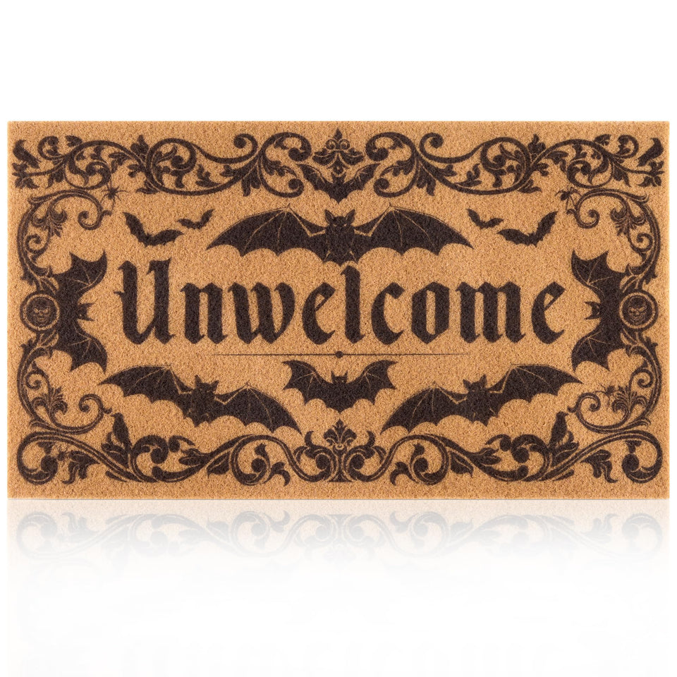 Fttoyoly Gothic Bat Door Mat with Unwelcome design enhances moody curb appeal