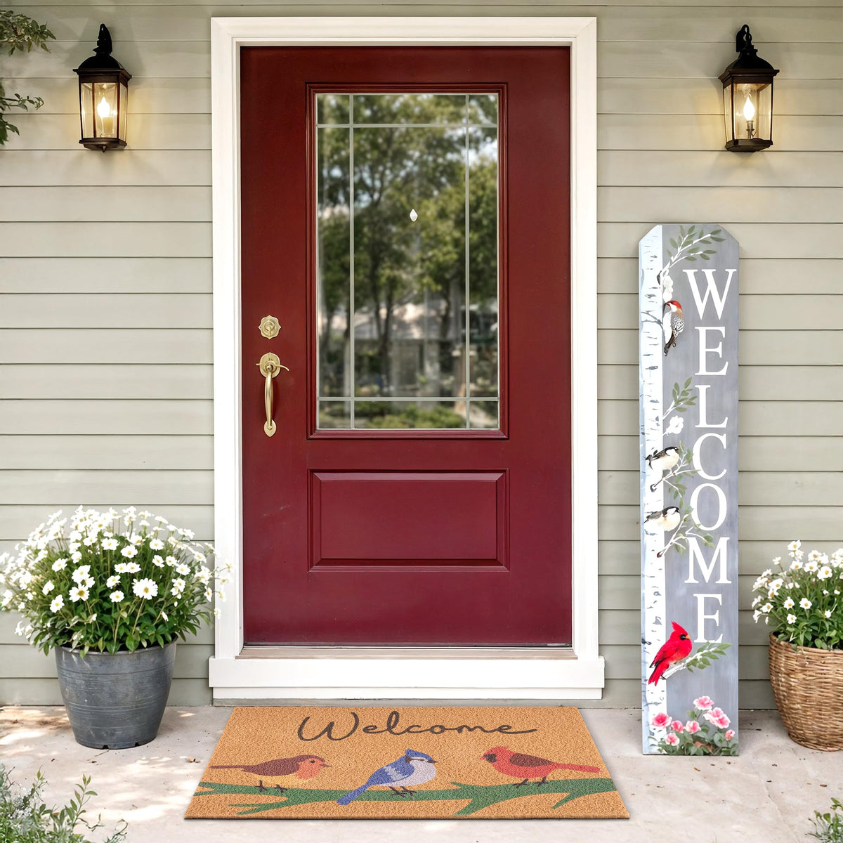 Fttoyoly cardinal and blue bird brighten your entry with inviting curb appeal