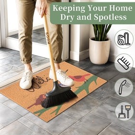 Fttoyoly doormat features non-slip backing to reduce shifting at entryways