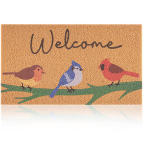 Fttoyoly spring door mat with birds on a branch welcomes guests at the entry