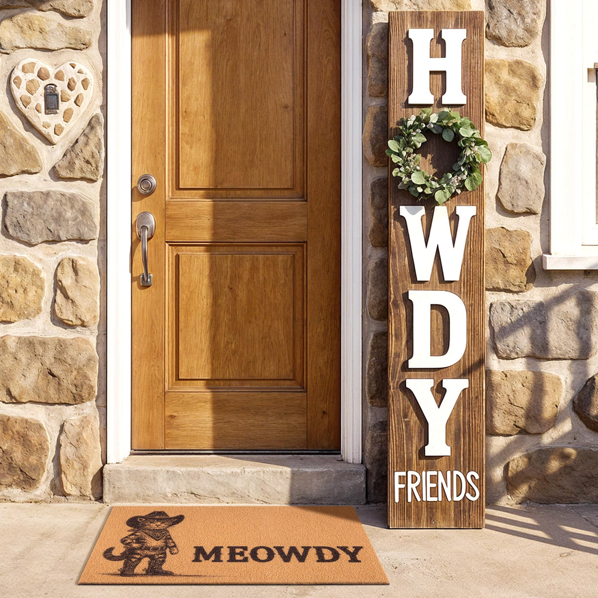 Fttoyoly Western Welcome Mat with cat design enhances curb appeal and sets a playful tone.