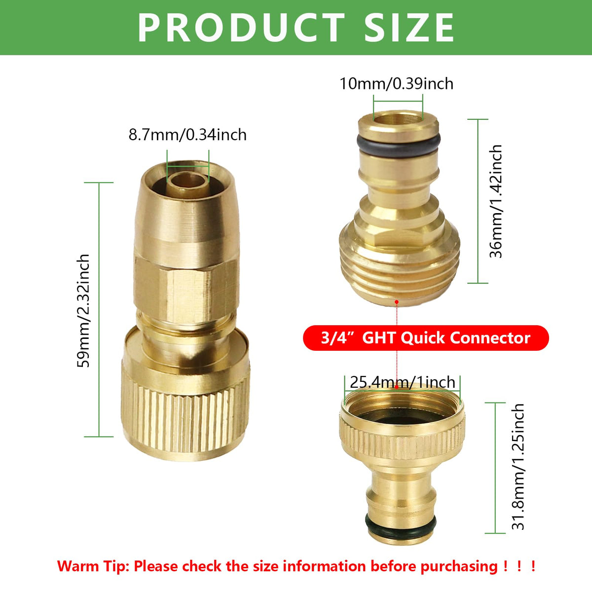 FUATY brass fittings 3/4-inch female connector for faucet compatibility