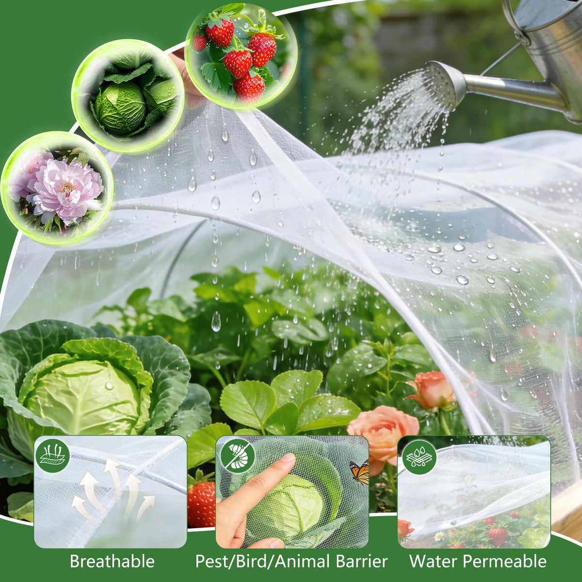 FuBegi garden netting with drawstring enables quick bed installation