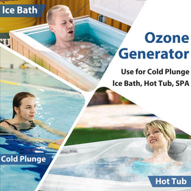 Fuceter ozone output bubbles image communicates water-friendly sanitization.