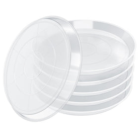 FUIJOL 6-pack clear plant saucers, top view, catch excess water for clean surfaces.