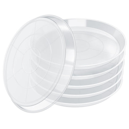 FUIJOL 6-pack clear plant saucers, top view, catch excess water for clean surfaces.
