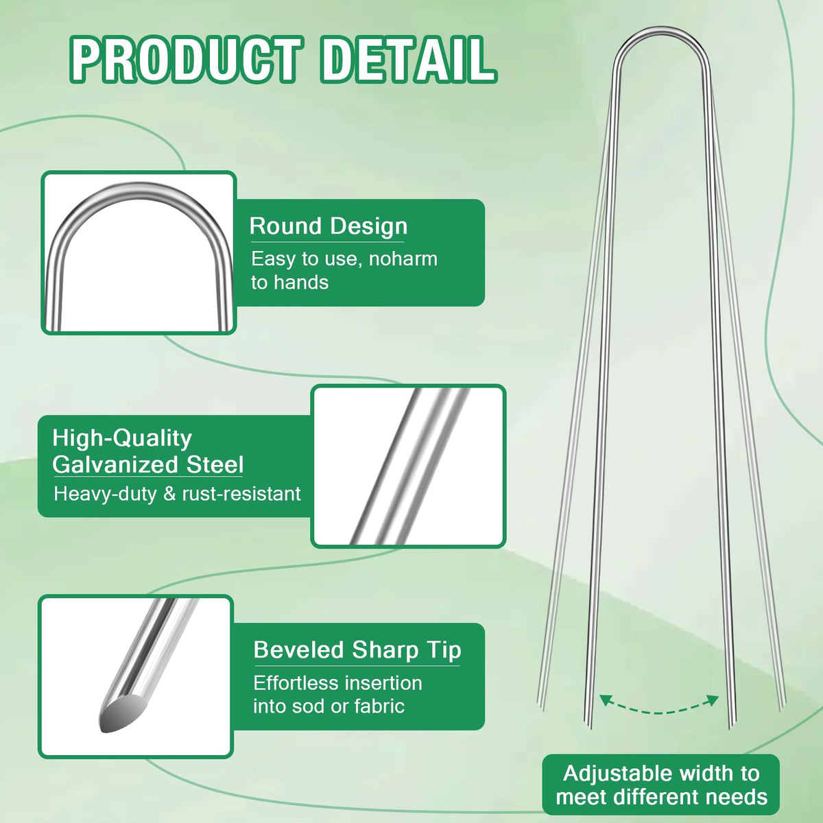 FUIJOL sharp beveled tip landscape staples ease soil insertion.