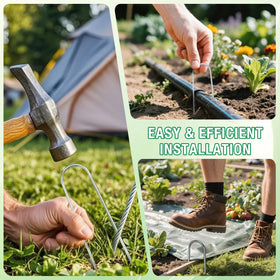 FUIJOL weed barrier fabric stakes prevent movement in windy conditions.