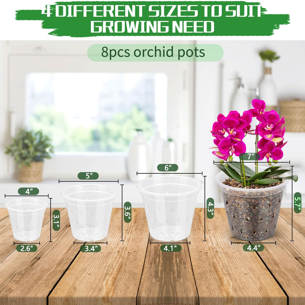 FUIJOL eight-pack 4-inch orchid pots for versatile arrangements