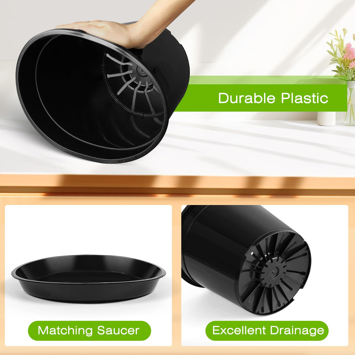 FUIJOL gallon planter with drainage holes promotes healthy roots and reduces overwatering.